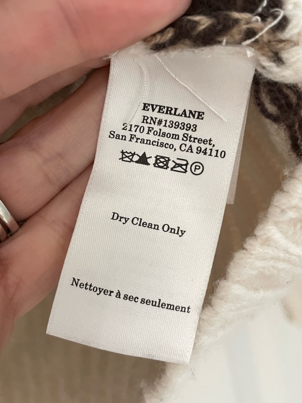 Everlane 100% Wool Fair Isle Crew Neck Sweater Bone/Brown Luxury Warm. ‎  10 - Picture 11 of 12